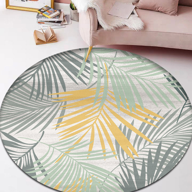 Modern Botanical Pattern Rug with Feather Multicolor Polyester Rug Washable Pet Friendly Non-Slip Area Rug for Living Room Light Green Clearhalo 'Area Rug' 'Modern' 'Rugs' Rug' 1725533