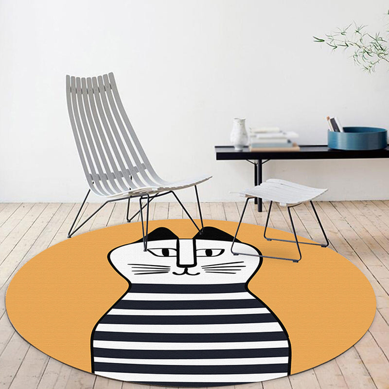 Kids Ship Pattern Rug Beige and Orange Polyester Rug Washable Pet Friendly Non-Slip Area Rug for Child's Bedroom Clearhalo 'Area Rug' 'Rug' 1725554