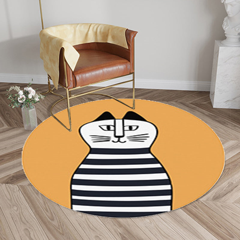 Kids Ship Pattern Rug Beige and Orange Polyester Rug Washable Pet Friendly Non-Slip Area Rug for Child's Bedroom Clearhalo 'Area Rug' 'Rug' 1725555