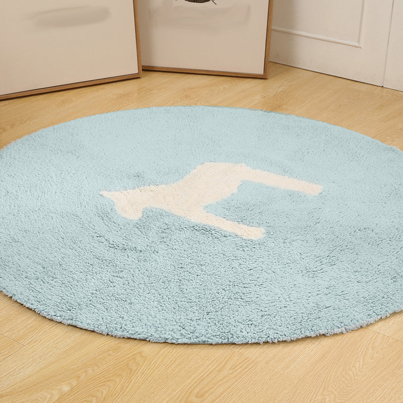 Kids Horse Pattern Rug Blue and Khaki Cotton Rug Washable Pet Friendly Non-Slip Area Rug for Child's Bedroom Clearhalo 'Area Rug' 'Rug' 1725744