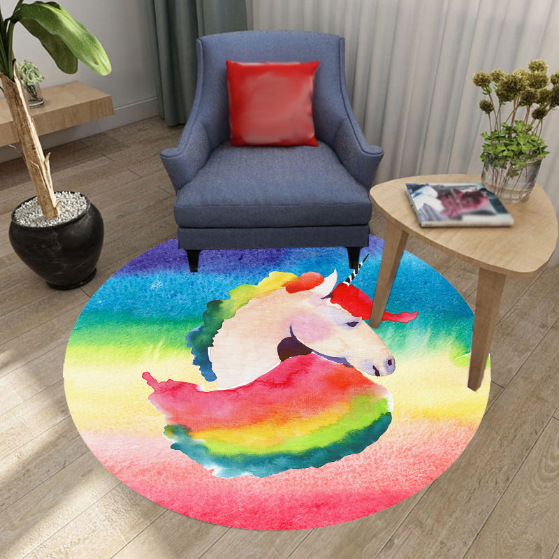 Colorful Unicorn Pattern Rug Multicolor Kids Rug Polyester Pet Friendly Washable Area Rug for Nursery Clearhalo 'Area Rug' 'Rug' 1725856