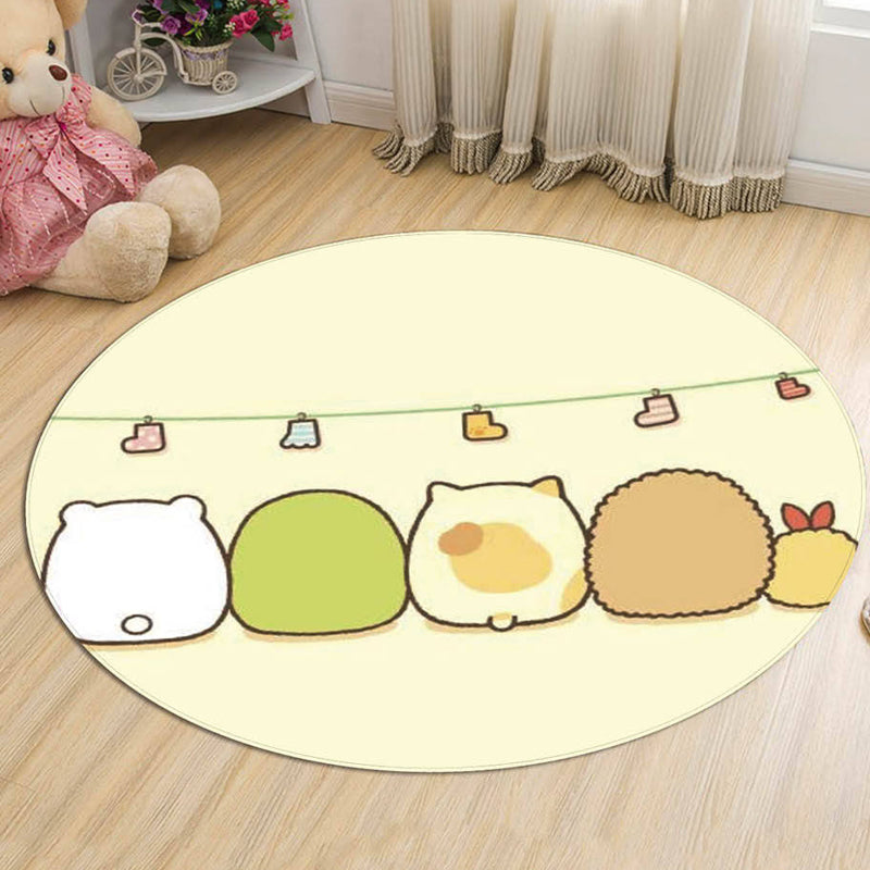 Green and Blue Kids Rug Polyester Cartoon Character Pattern Rug Pet Friendly Washable Anti-Slip Backing Carpet for Decoration Yellow Clearhalo 'Area Rug' 'Rug' 1725954