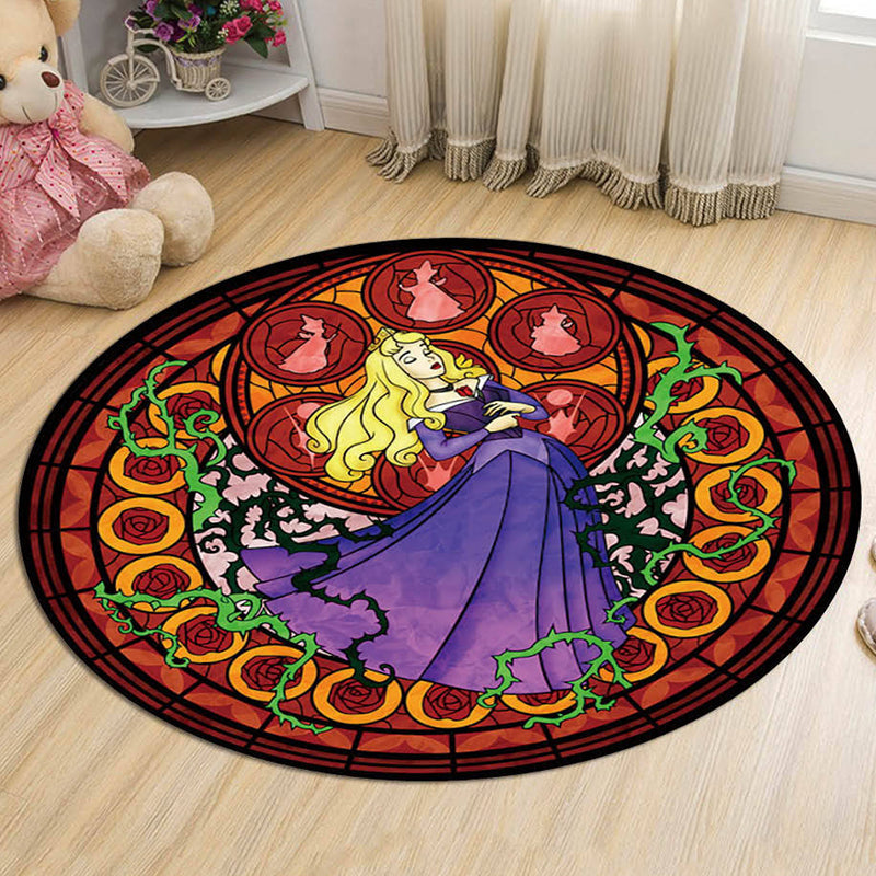 Kids Cartoon Princess Pattern Rug Multicolor Polyester Rug Washable Pet Friendly Non-Slip Area Rug for Child's Bedroom Red Clearhalo 'Area Rug' 'Rug' 1726029