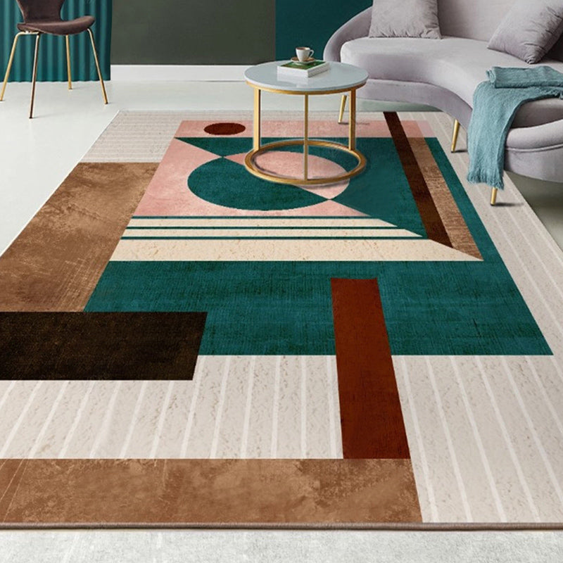 Stylish Colorblock Rug Orange Multicolor Contemporary Rug Polyester Pet Friendly Non-Slip Backing Washable Area Rug for Living Room Blackish Green Clearhalo 'Area Rug' 'Modern' 'Rugs' Rug' 1726081