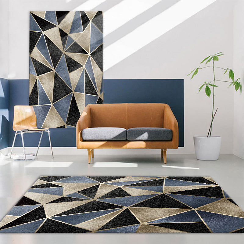 Multicolor Modernism Rug Polyester Geometric Pattern Rug Pet Friendly Machine Washable Anti-Slip Backing Carpet for Decoration Black Clearhalo 'Area Rug' 'Modern' 'Rugs' Rug' 1726111