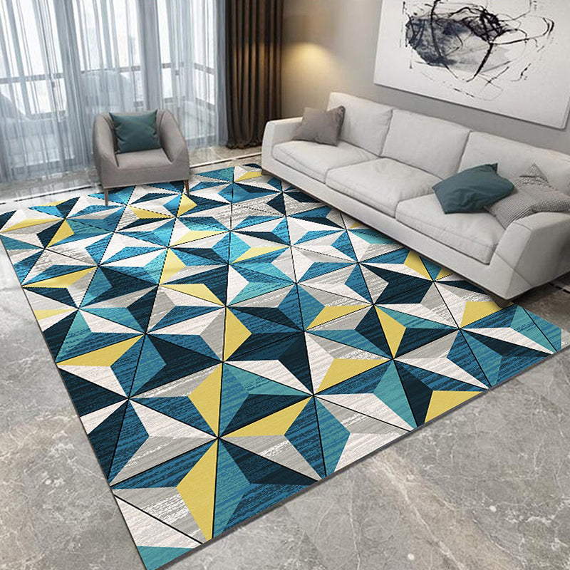 Novelty Geometric Pattern Rug Multicolor Polyester Rug Washable Pet Friendly Non-Slip Area Rug for Living Room Dark Blue Clearhalo 'Area Rug' 'Modern' 'Rugs' Rug' 1726142