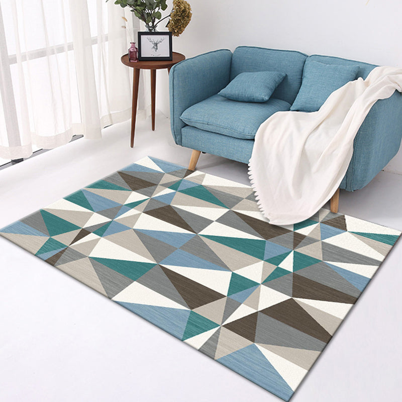 Multicolor Casual Rug Polyester Geometric Pattern Rug Pet Friendly Machine Washable Anti-Slip Backing Carpet for Decoration Green Clearhalo 'Area Rug' 'Modern' 'Rugs' Rug' 1726173