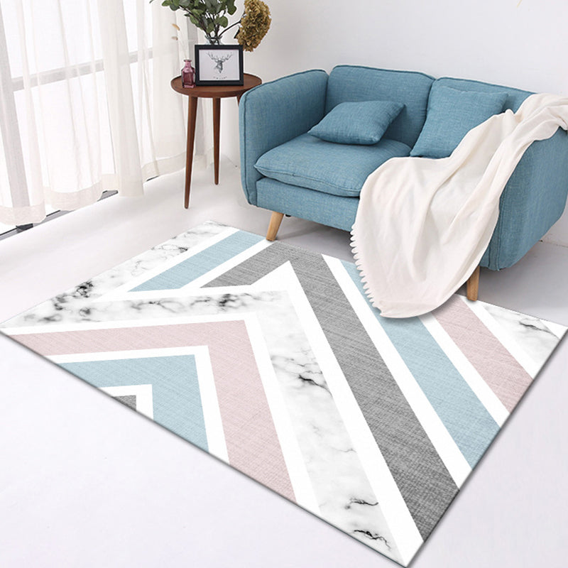 Multicolor Casual Rug Polyester Geometric Pattern Rug Pet Friendly Machine Washable Anti-Slip Backing Carpet for Decoration White Clearhalo 'Area Rug' 'Modern' 'Rugs' Rug' 1726181