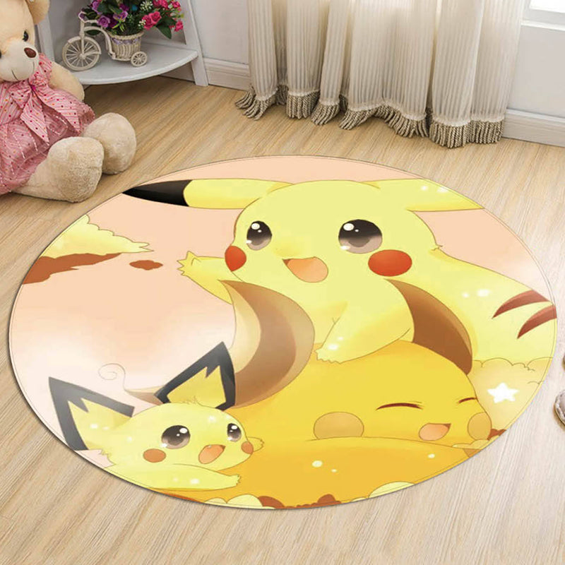 Yellow Kids Rug Polyester Cartoon Animal Pattern Rug Pet Friendly Washable Anti-Slip Backing Carpet for Decoration Yellow Clearhalo 'Area Rug' 'Rug' 1726238