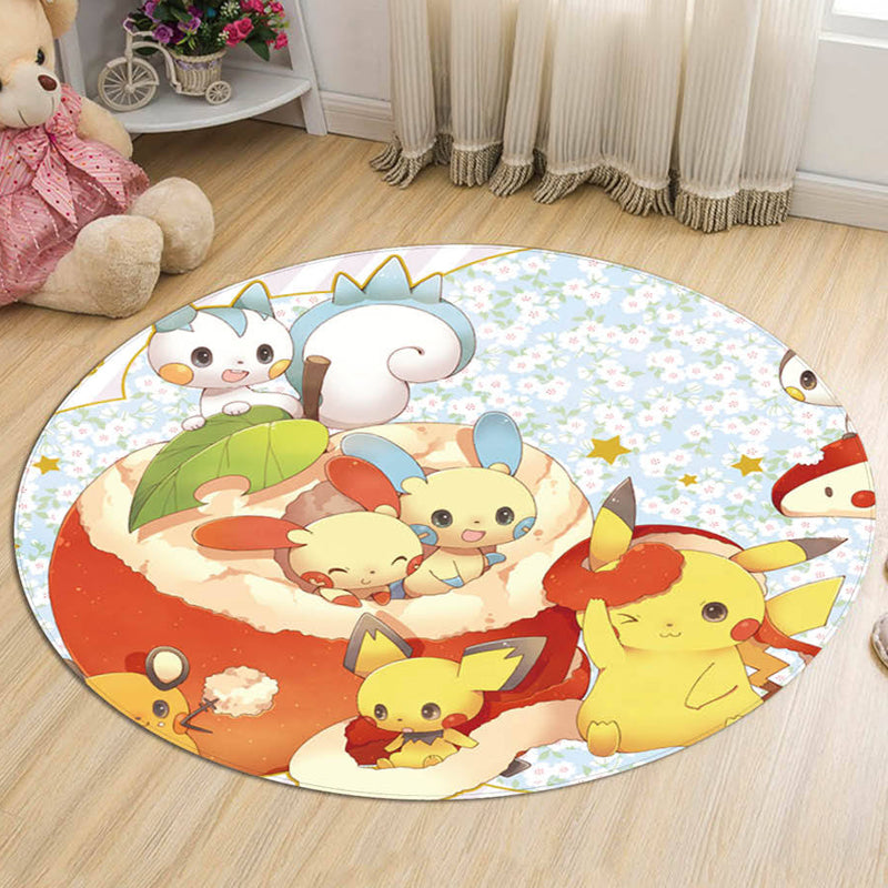 Yellow Kids Rug Polyester Cartoon Animal Pattern Rug Pet Friendly Washable Anti-Slip Backing Carpet for Decoration Light Blue Clearhalo 'Area Rug' 'Rug' 1726239