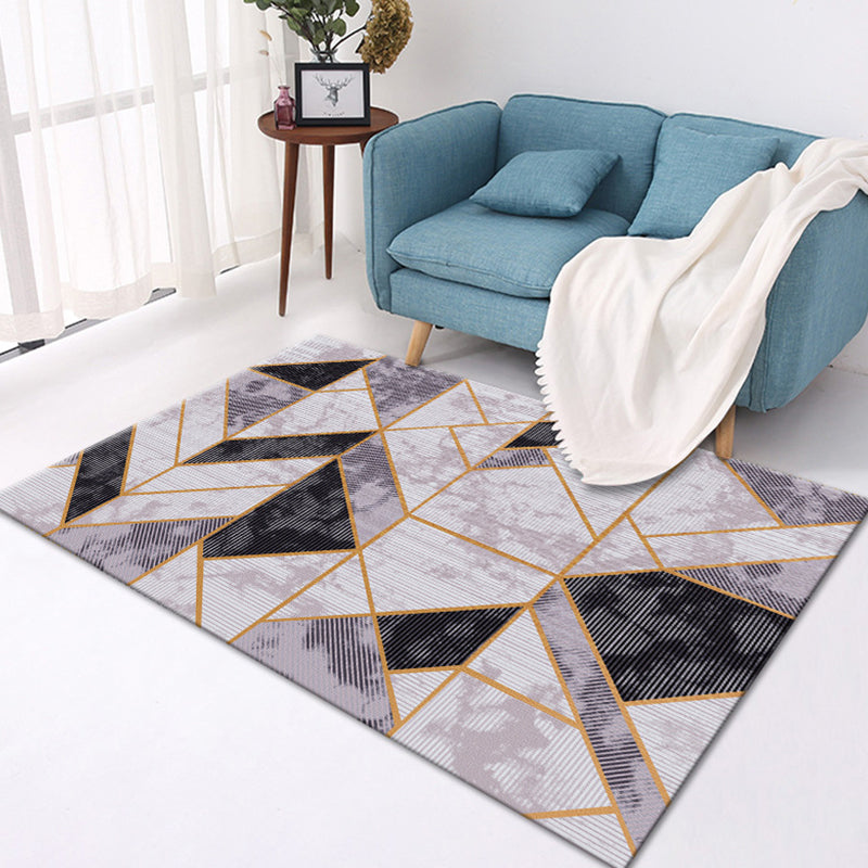 Contemporary Geometric Pattern Rug Multicolor Polyester Rug Washable Pet Friendly Non-Slip Area Rug for Living Room Purple Clearhalo 'Area Rug' 'Modern' 'Rugs' Rug' 1726248