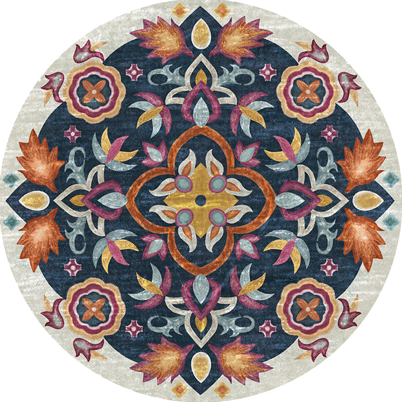 Unique Flower Pattern Rug Multicolor Moroccan Rug Polyester Pet Friendly Non-Slip Backing Washable Area Rug for Living Room Clearhalo 'Area Rug' 'Moroccan' 'Rugs' Rug' 1726251