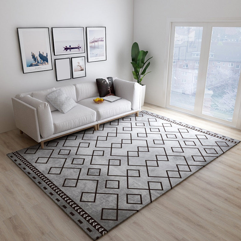 Black and Grey Modernism Rug Polyester Striped Pattern Rug Pet Friendly Washable Anti-Slip Backing Carpet for Decoration Silver Gray Clearhalo 'Area Rug' 'Modern' 'Rugs' Rug' 1726283