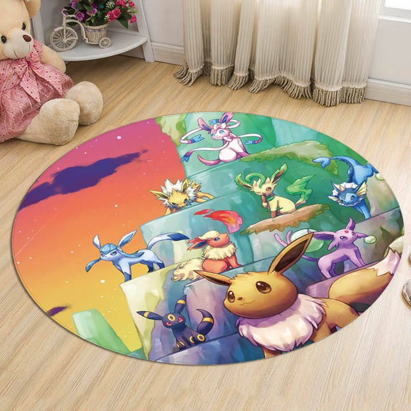 Kids Cartoon Character Pattern Rug Multicolor Polyester Rug Washable Pet Friendly Non-Slip Area Rug for Child's Bedroom Red Clearhalo 'Area Rug' 'Rug' 1726313