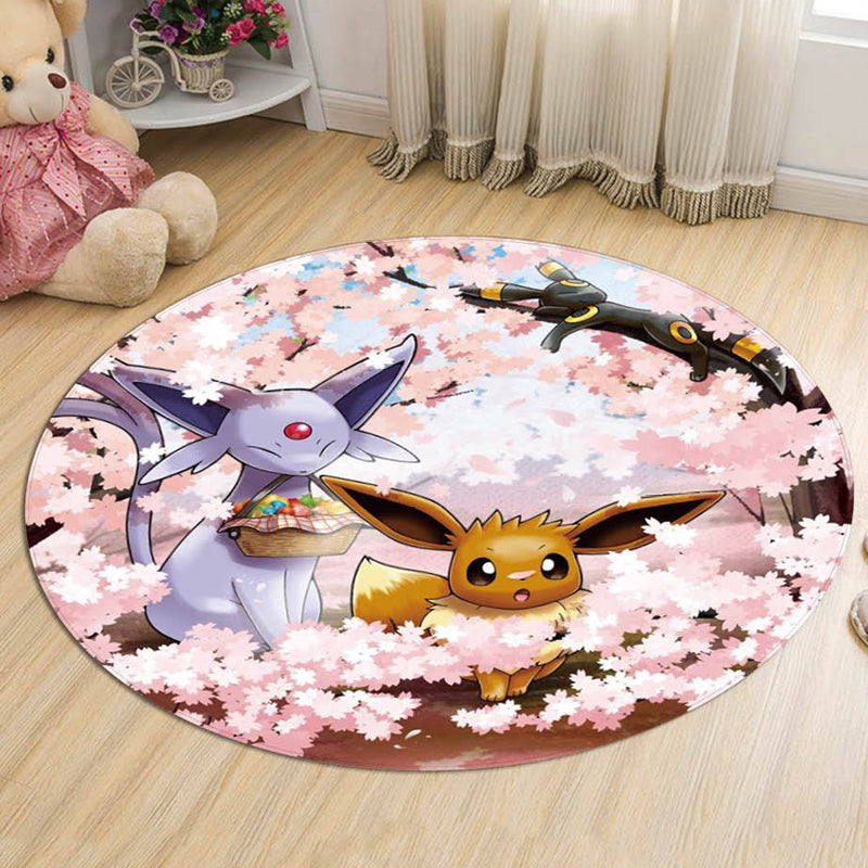 Kids Cartoon Character Pattern Rug Multicolor Polyester Rug Washable Pet Friendly Non-Slip Area Rug for Child's Bedroom Pink Clearhalo 'Area Rug' 'Rug' 1726314