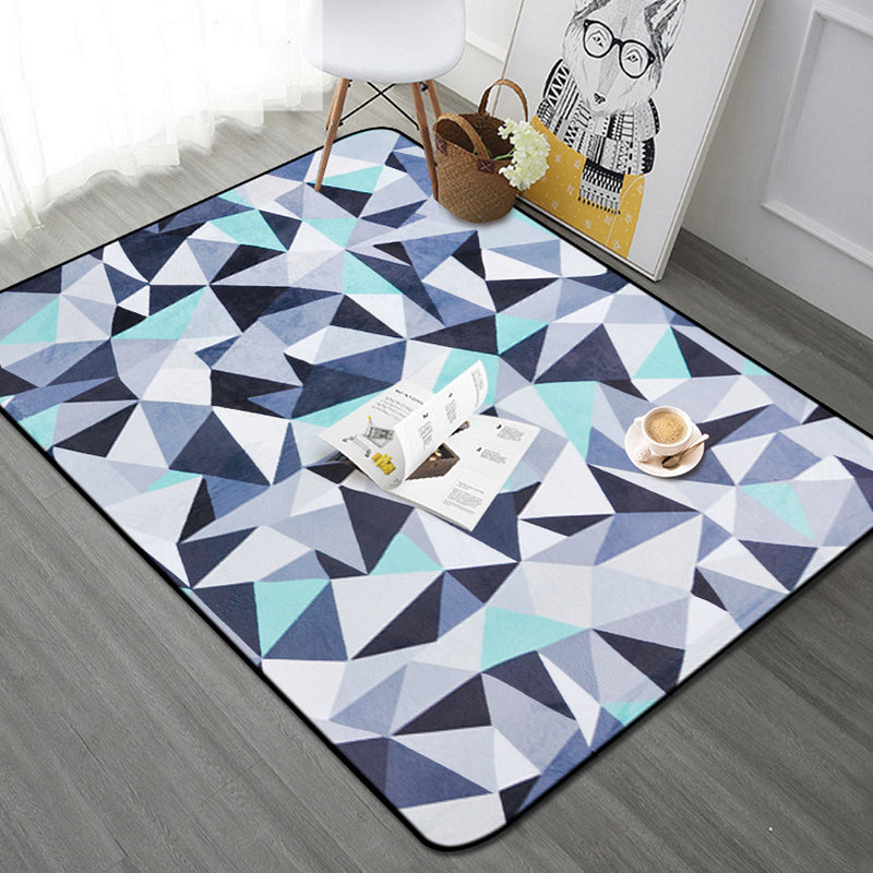 Funky Geometric Pattern Rug Blue Modernist Rug Polyester Washable Pet Friendly Anti-Slip Carpet for Living Room Blue Clearhalo 'Area Rug' 'Modern' 'Rugs' Rug' 1726466