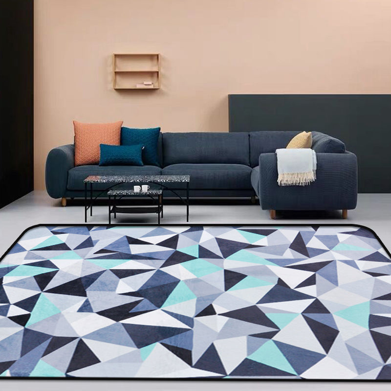 Funky Geometric Pattern Rug Blue Modernist Rug Polyester Washable Pet Friendly Anti-Slip Carpet for Living Room Clearhalo 'Area Rug' 'Modern' 'Rugs' Rug' 1726467