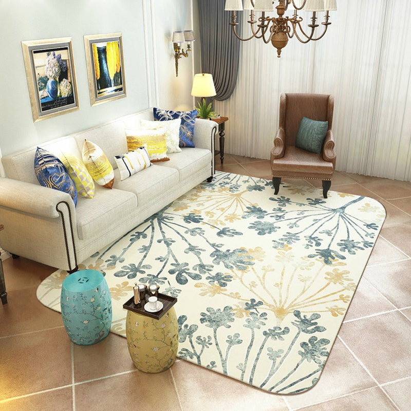 Modern Leaf Pattern Rug Green and Beige Polyester Rug Washable Pet Friendly Non-Slip Area Rug for Living Room Beige Clearhalo 'Area Rug' 'Modern' 'Rugs' Rug' 1726473