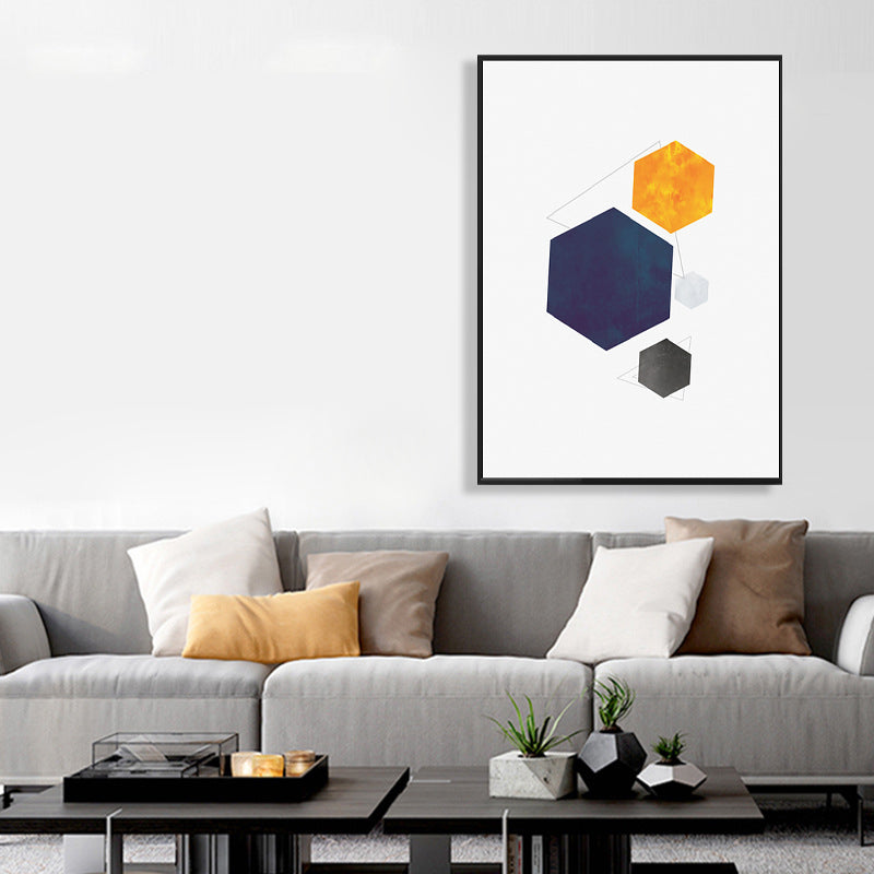 Textured Novel Hexagon Pattern Art Contemporary Style Canvas Painting, Multiple Sizes Blue Clearhalo 'Art Gallery' 'Canvas Art' 'Contemporary Art Gallery' 'Modern' Arts' 1727367