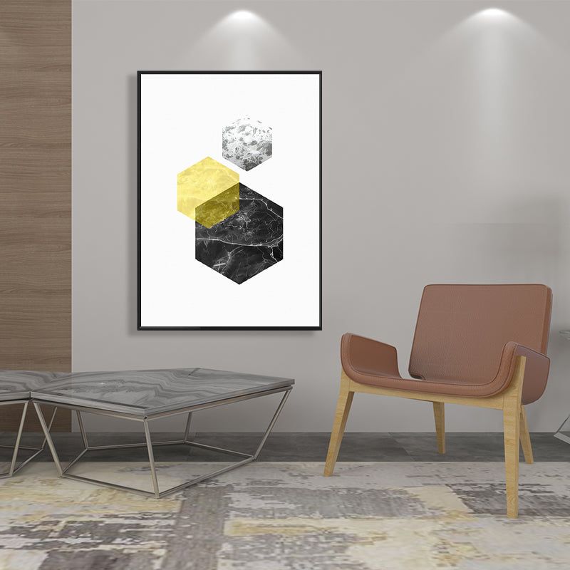 Textured Novel Hexagon Pattern Art Contemporary Style Canvas Painting, Multiple Sizes Black Clearhalo 'Art Gallery' 'Canvas Art' 'Contemporary Art Gallery' 'Modern' Arts' 1727373