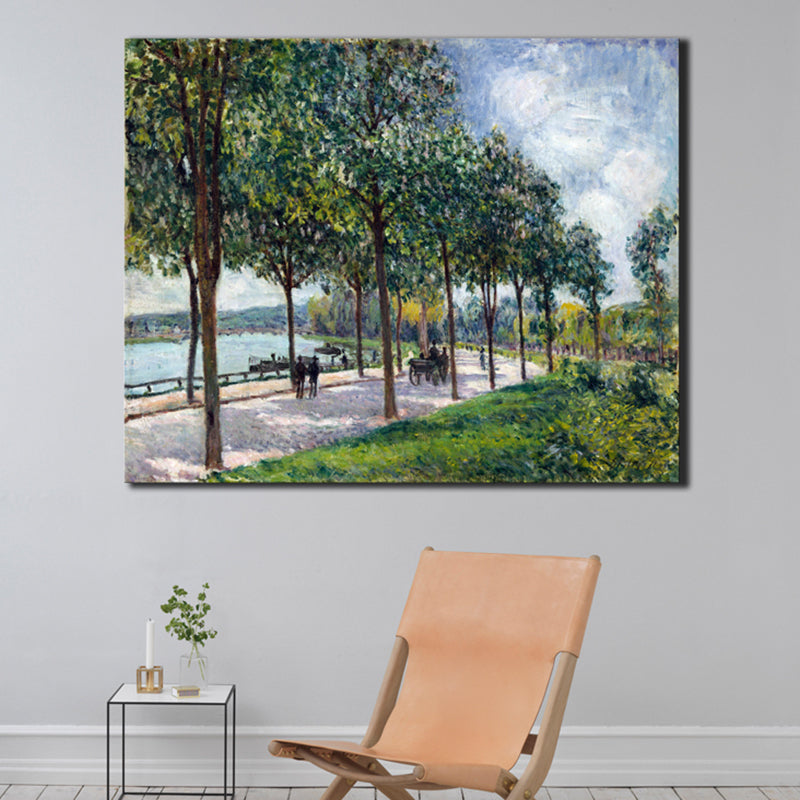 Tree-Lined Trail Scenery Canvas Textured Impressionism Style for Bedroom Painting Clearhalo 'Arts' 'Canvas Art' 1727462