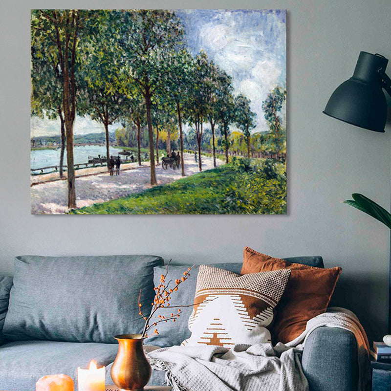Tree-Lined Trail Scenery Canvas Textured Impressionism Style for Bedroom Painting Clearhalo 'Arts' 'Canvas Art' 1727463
