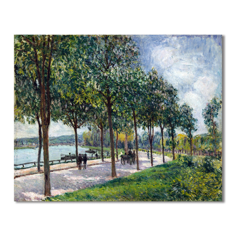 Tree-Lined Trail Scenery Canvas Textured Impressionism Style for Bedroom Painting Clearhalo 'Arts' 'Canvas Art' 1727464