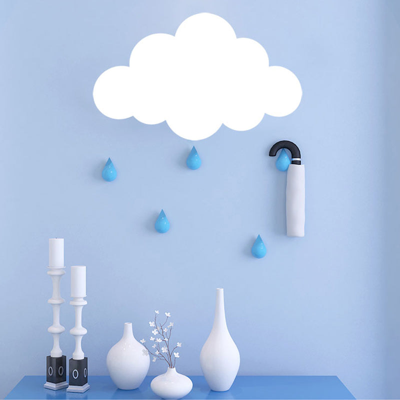 Kids White Finish Sconce Light Cloud Shape Acrylic LED Wall Lamp for Kindergarten Corridor Clearhalo 'Wall Lamps & Sconces' 'Wall Lights' Lighting' 172798