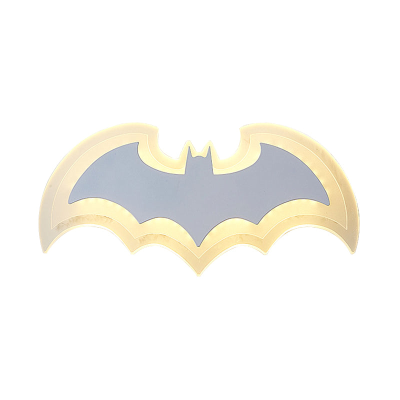 Cool Bat Shaped Wall Light Modern Style Acrylic Metal Wall Lamp in White for Boys Bedroom Clearhalo 'Wall Lamps & Sconces' 'Wall Lights' Lighting' 172837