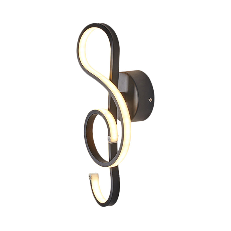 Musical Note Adult Bedroom Sconce Light Metal Modern Creative Black/White Wall Lamp Clearhalo 'Wall Lamps & Sconces' 'Wall Lights' Lighting' 172887