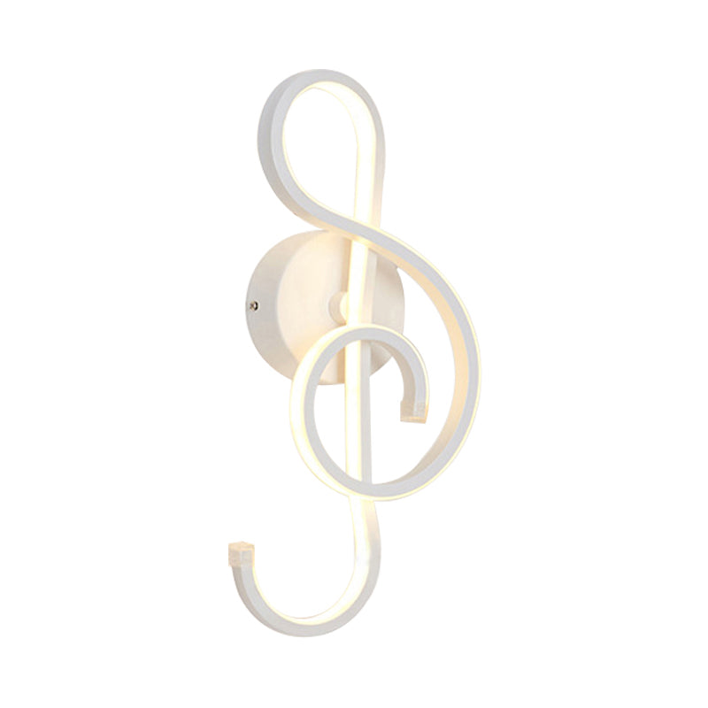 Musical Note Adult Bedroom Sconce Light Metal Modern Creative Black/White Wall Lamp Clearhalo 'Wall Lamps & Sconces' 'Wall Lights' Lighting' 172893