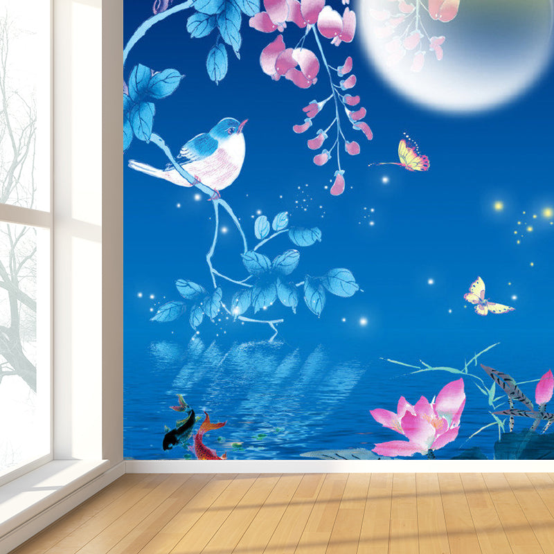 Bright Moon Scene Mural Wallpaper Contemporary Style Non-Woven Material Wall Covering Clearhalo 'Wall Decor' 'Wall Mural' 1729366