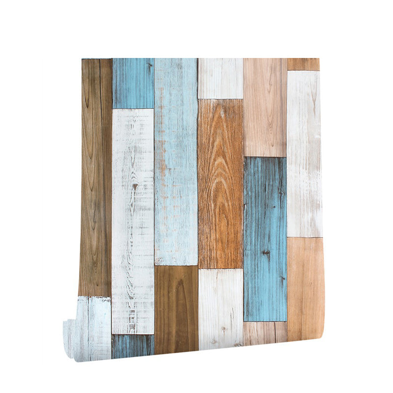 Colorful Repurposed Wood Wallpaper Apartment Construction Adhesive Wall Decor, 19.5' x 17.5