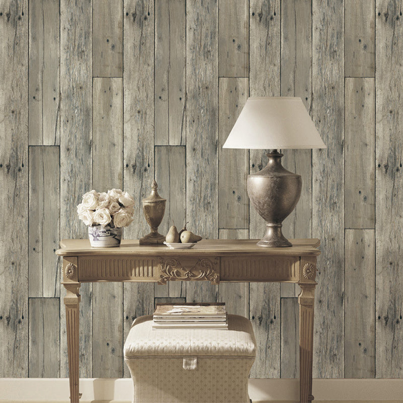 Stain Resistant Wood Wallpaper Roll Country Style PVC Wall Covering, 31' L x 20.5