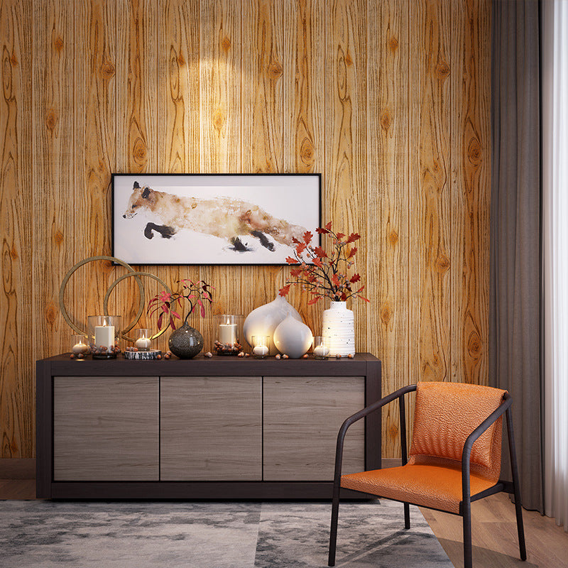 Wood Wallpaper Roll Rustic 3D Construction Wall Art in Light Color, 33' L x 20.5