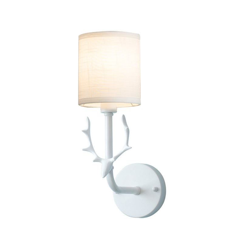 Modern Style Wall Light with Antlers Cylinder Shade 1 Light Metal Sconce Light for Foyer Clearhalo 'Wall Lamps & Sconces' 'Wall Lights' Lighting' 173073