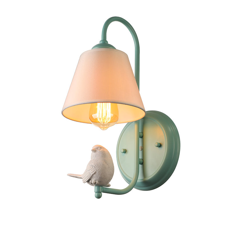 Tapered Shade Wall Light with Pigeon Deco 1 Head Metal Modern Style Sconce Light Clearhalo 'Wall Lamps & Sconces' 'Wall Lights' Lighting' 173145