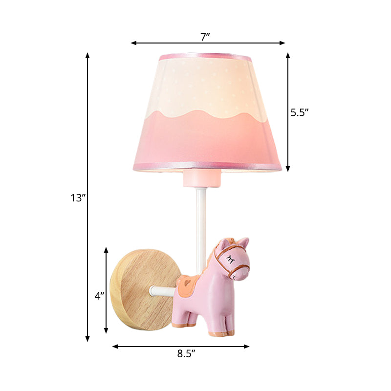 Contemporary Sconce Light Tapered Shade Single Light Wood Wall Lamp with Animal for Teen Clearhalo 'Wall Lamps & Sconces' 'Wall Lights' Lighting' 173645