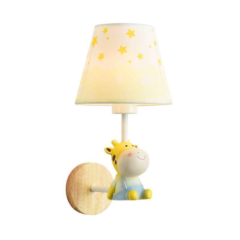 Contemporary Sconce Light Tapered Shade Single Light Wood Wall Lamp with Animal for Teen Clearhalo 'Wall Lamps & Sconces' 'Wall Lights' Lighting' 173653