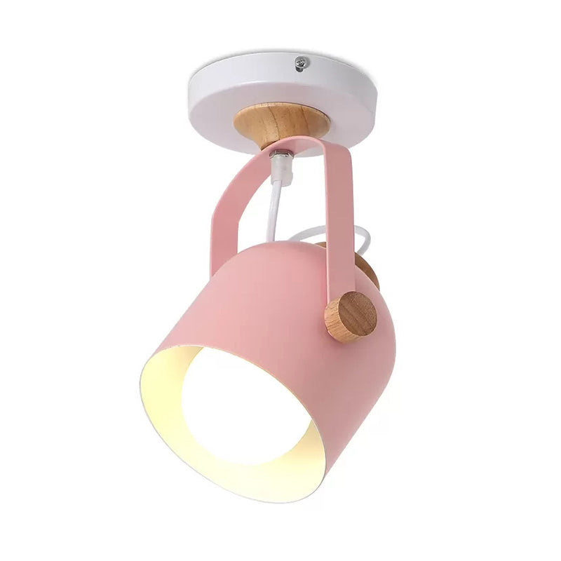 Rotatable Corridor Cup Ceiling Light Metal One Bulb Macaron Loft Candy Colored Ceiling Fixture Clearhalo 'Wall Lamps & Sconces' 'Wall Lights' Lighting' 174183