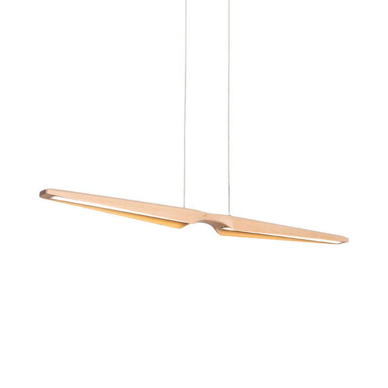 Modern Linear Wooden Pendant Lighting Single Light LED Hanging Ceiling Light Fixture for Office Clearhalo 'Ceiling Lights' 'Pendant Lights' 'Pendants' Lighting' 174214