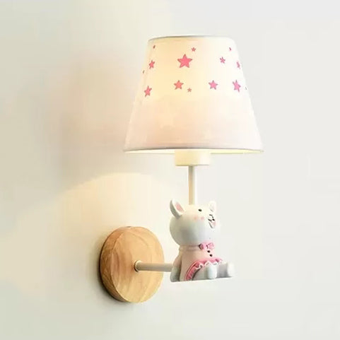 Contemporary Sconce Light Tapered Shade Single Light Wood Wall Lamp with Animal for Teen Clearhalo 'Wall Lamps & Sconces' 'Wall Lights' Lighting' 17469