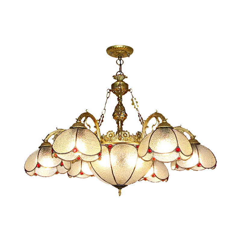 Floral Chandelier Lighting Rustic 6 Lights Dimpled Clear Glass Pendant Lighting for Hallway Clearhalo 'Ceiling Lights' 'Chandeliers' 'Clear' 'Industrial' 'Middle Century Chandeliers' 'Modern' 'Tiffany Chandeliers' 'Tiffany close to ceiling' 'Tiffany' 'Traditional Chandeliers' Lighting' 175643