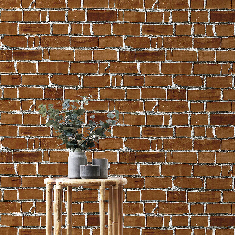 Industrial Brick Look Wallpaper Roll Red Brown Peel and Stick Wall Covering for Home Brick Red Clearhalo 'Industrial wall decor' 'Industrial' 'Wallpaper' Wall Decor' 1756829