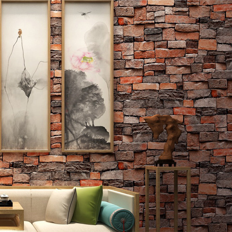 Smooth Dark Color Wallpaper Cyberpunk Stacked Brick Print Wall Art, 31' L x 20.5