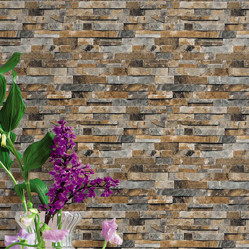 Brick Wallpaper Roll Cyberpunk Moisture Resistant Sitting Room Wall Decor, 57.1-sq ft Brown Clearhalo 'Industrial wall decor' 'Industrial' 'Wallpaper' Wall Decor' 1756991