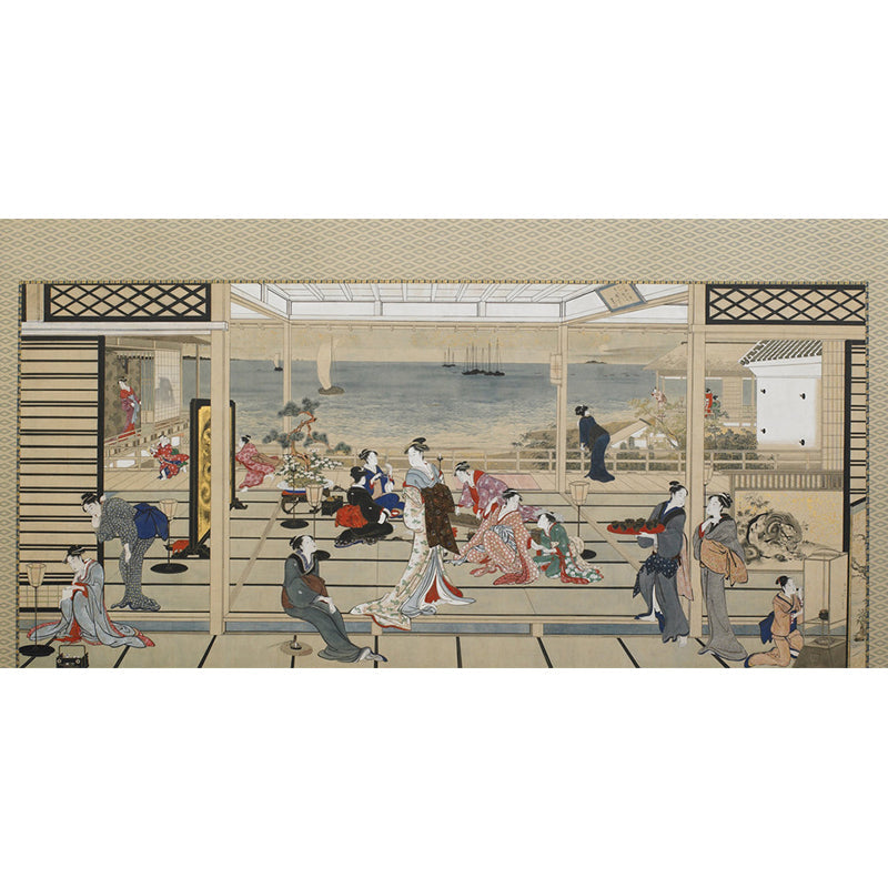 Full Size Illustration Modern Mural Wallpaper with Asian Ancient Figures in Light Color Clearhalo 'Wall Decor' 'Wall Mural' 1757000