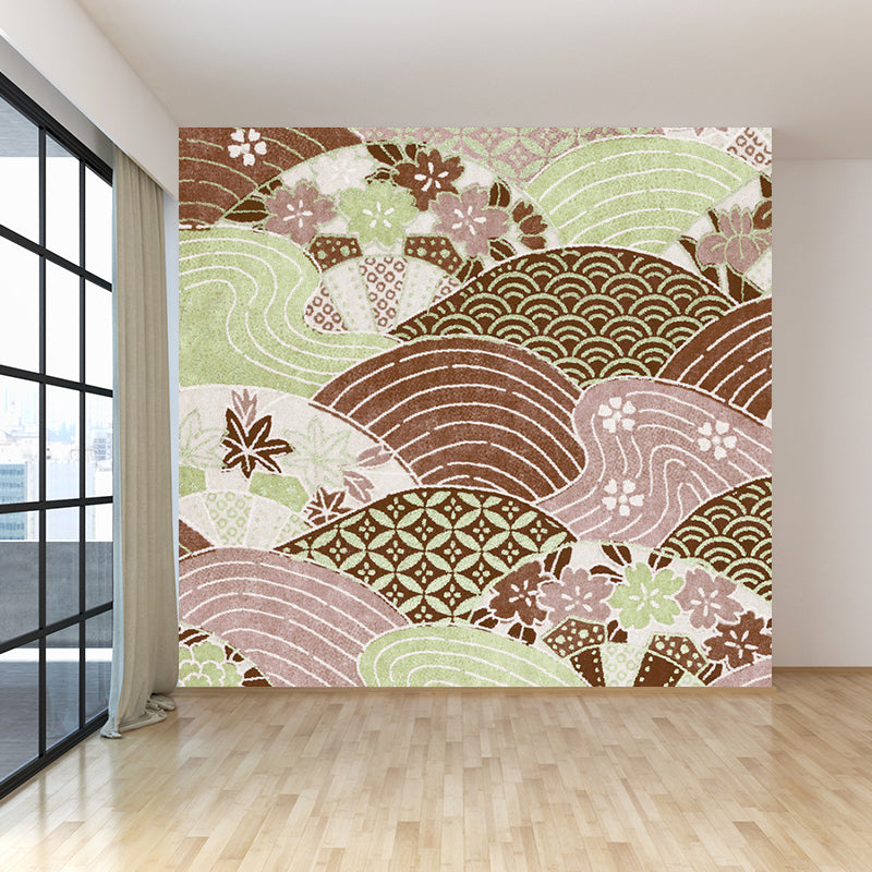 Green Blossom Mural Wallpaper Flower Modern Style Washable Wall Covering for Kitchen Clearhalo 'Wall Decor' 'Wall Mural' 1757074