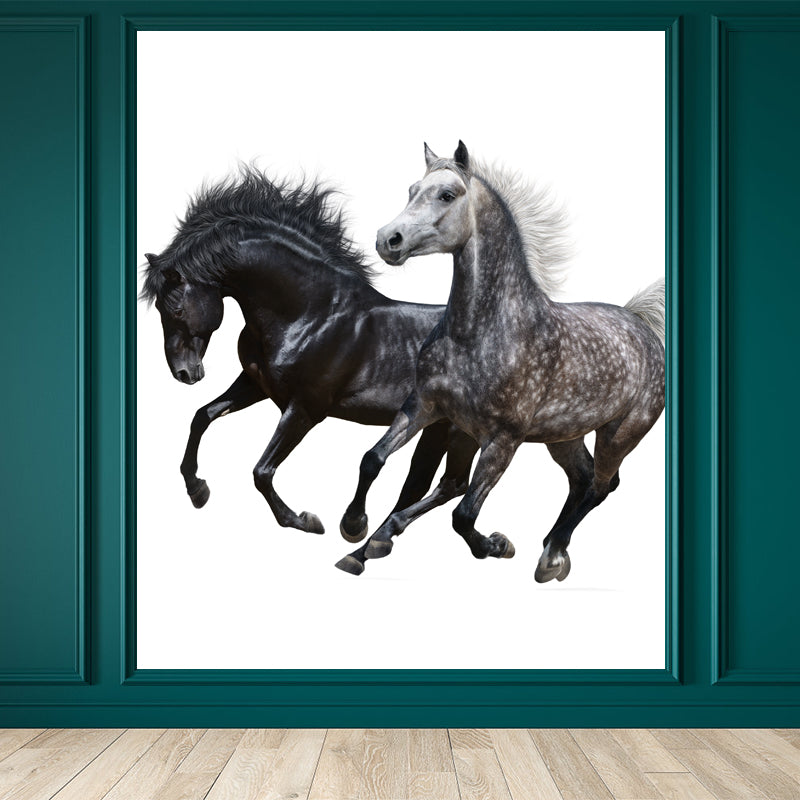 Big Horse Wall Paper Mural Stain Resistant Modern Family Room Wall Art, Custom Print Clearhalo 'Wall Decor' 'Wall Mural' 1757569