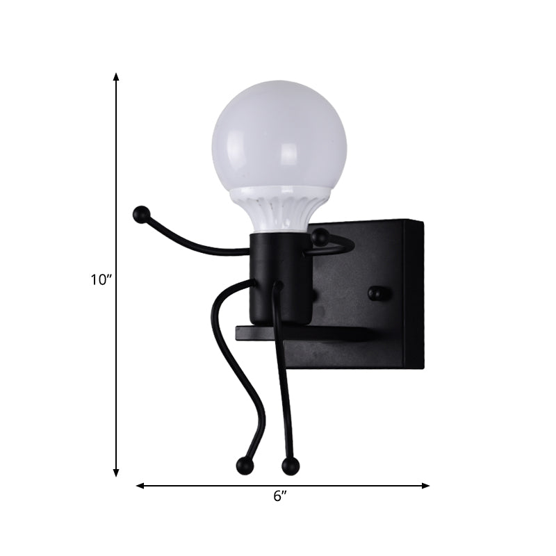 Metal Little Robot Wall Light Bare Bulb One Light Modern Style Wall Sconce for Hallway Bathroom Clearhalo 'Wall Lamps & Sconces' 'Wall Lights' Lighting' 175861